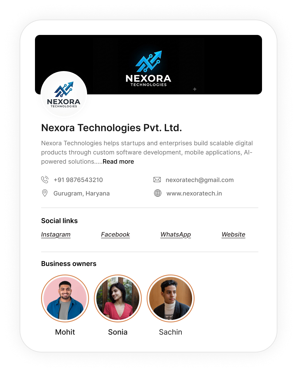 Nexora Technologies Pvt. Ltd. business profile card